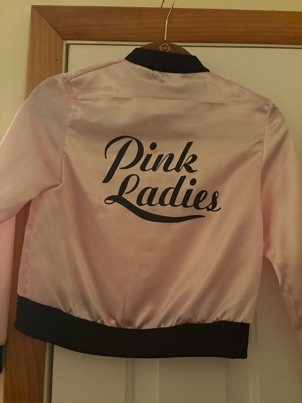 Pink Ladies Satin Bomber Jacket - Pink wig included size small